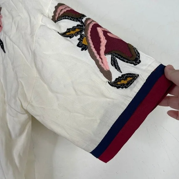 Elevenses Anthropologie Kimono Jacket Embroidered Floral Boho Festival One Size - Picture 6 of 15